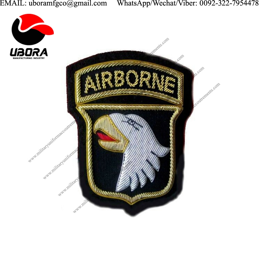 HAT CAP BADGE US ARMY 101ST AIRBORNE COMBAT IDENTIFICATION ID BADGE HAND EMBROIDERED WIRE HAT BADGES